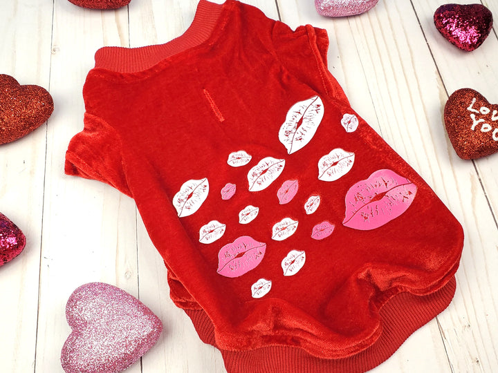 Puppy Kisses Valentine Velvet Sweater