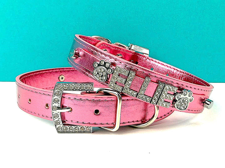 Personalized Collar | Metallic Rose with silver