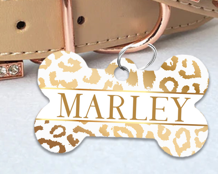 Pet ID Tag | Shiny Gold Leopard