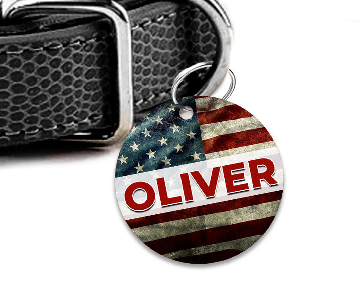 Pet ID Tag | Distressed Flag